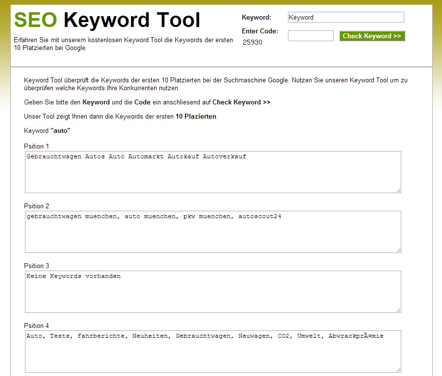 SEO Keyword Tool, Besucher Magnet